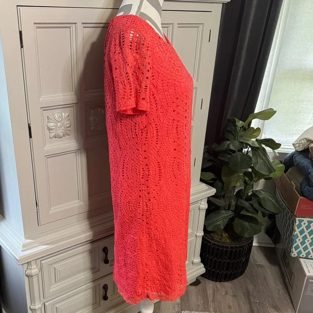 J. Crew Orange Lace Short Sleeve Dress Size 8